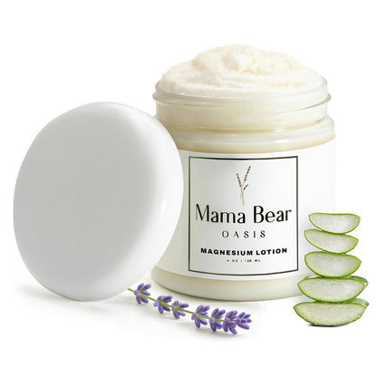 Mama Bear Oasis Magnesium Cream - Magnesium Lotion for Feet  | Arnica, Vitamin B6, Aloe Vera and MSM, Vegan and Cruelty-Free